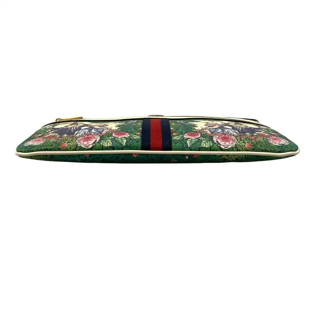 Gucci Ophidia, Yuko Higuchi Clutch Bag 517551 Green Cream Multi PVC Leather